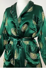 Emerald green Satin Chinese Kimono Top