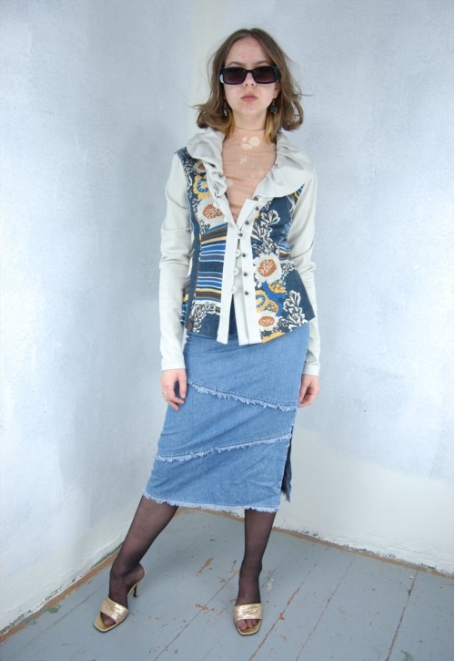 Vintage 90's short button abstract funky cool blazer jacket